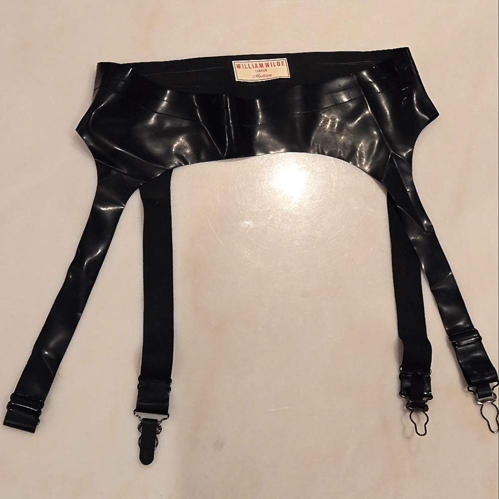 William Wilde Black Pure Latex Garter Belt